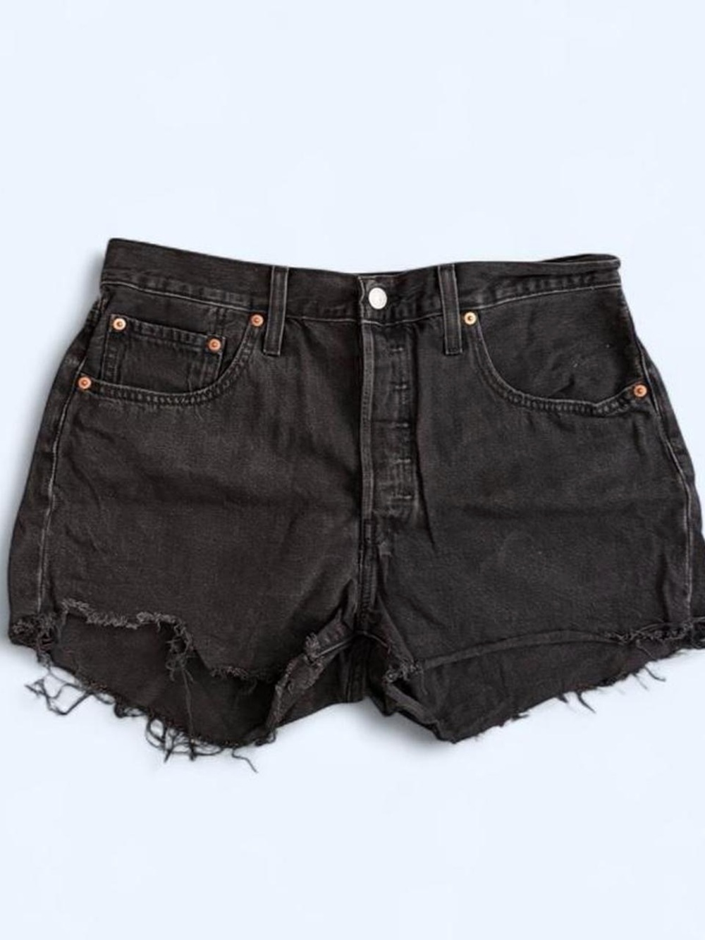 Levi's Black Distressed High-Rise Denim Cutoff Shorts